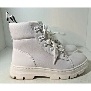 Dr. DOC Martens Boots Womens Sz 10 Combs White Canvas High Top Combat AirWair